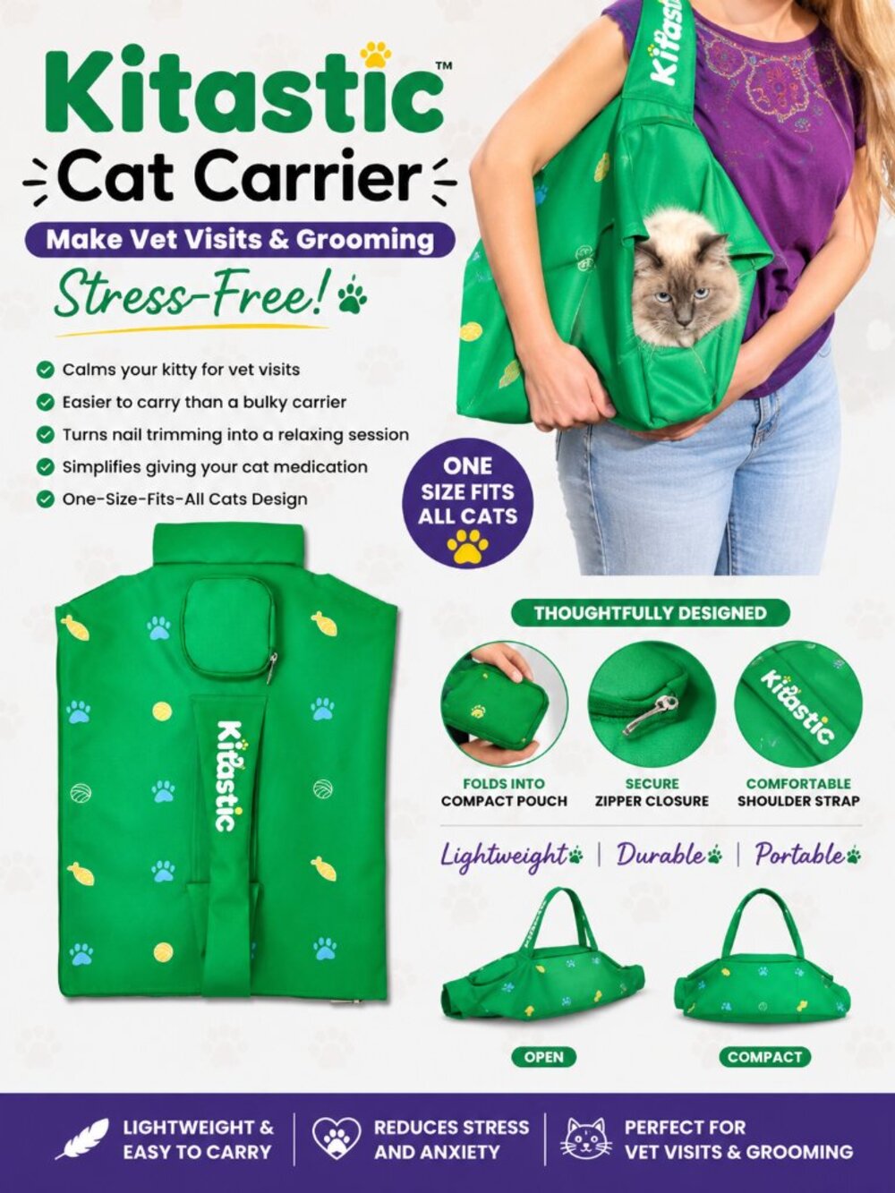 🐱 Kitastic Cat Carrier – Stress-Free Cat Carrier Bag | Foldable | Lightweight |